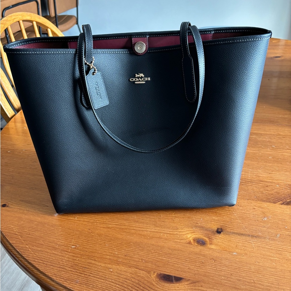 Coach Black Leather Tote Bag